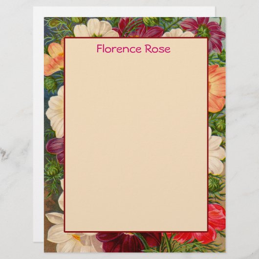 Papeterie frontière florale Vous pouvez Customiser (Devant / Derrière)