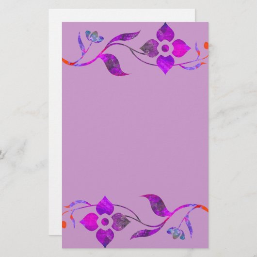 Papeterie Frontière pourpre de fleur (Devant / Derrière)