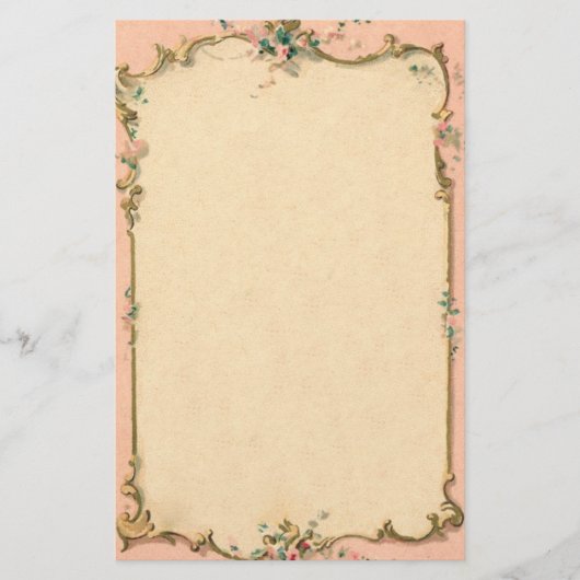 Papeterie Frontière rose de fleur stationnaire (Devant)