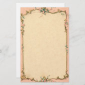 Papeterie Frontière rose de fleur stationnaire (Devant / Derrière)