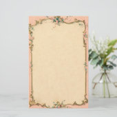 Papeterie Frontière rose de fleur stationnaire (Debout devant)