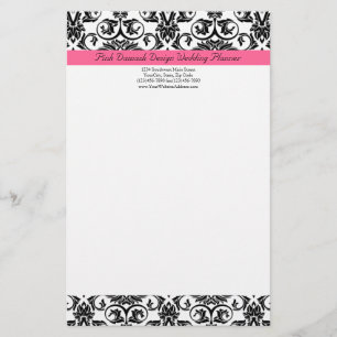 Papeterie Fuchsia victorienne rose et blanc Damas