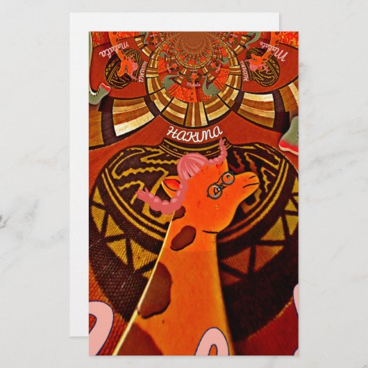 Papeterie Funny Elegant Giraffe Accessoré Style Africain (Devant / Derrière)