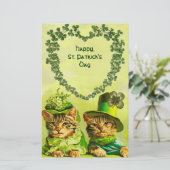 PAPETERIE FUNNY VIEILLE MODE ST PATRICK'S DAME CHATS, SHAMRO (Debout devant)