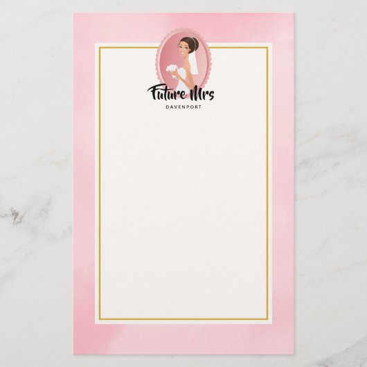 Papeterie Futur Mme avec mariée en Mariage Gown (Devant)