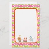 Papeterie Gâteau d'anniversaire avec le lion de fête et le m (Devant / Derrière)