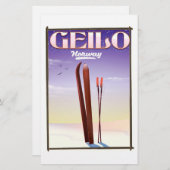 Papeterie Geilo, Norvège affiche de voyage de ski (Devant / Derrière)