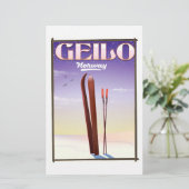 Papeterie Geilo, Norvège affiche de voyage de ski (Debout devant)