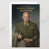 Papeterie Général Dwight Eisenhower Portrait peint 5 étoiles (Devant / Derrière)