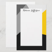 Papeterie Geo jaune et noir gris moderne simple (Devant / Derrière)