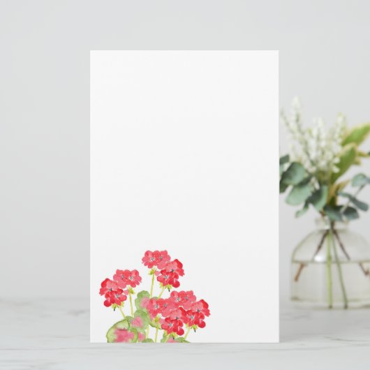 Papeterie Geraniums d'aquarelles rouges 2 (Debout devant)