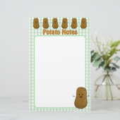 Papeterie Gingham Vert Pomme de Terre Marron Heureuse (Debout devant)