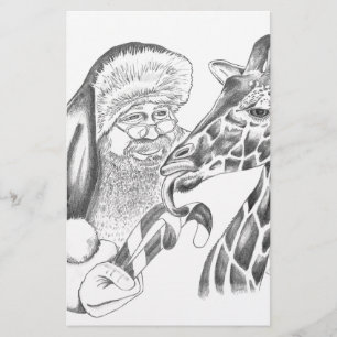 Papeterie girafe de Noël et Père Noël