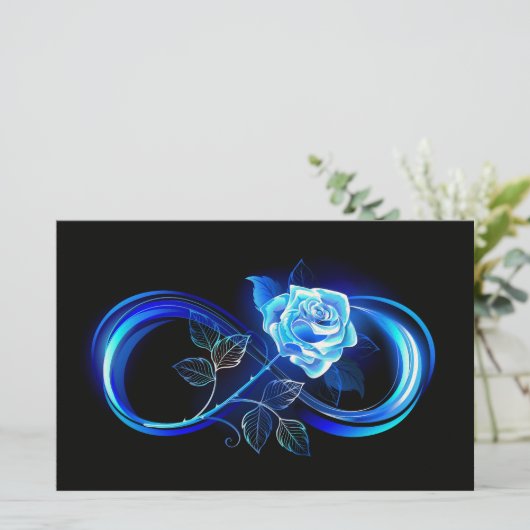 Papeterie Glowing infinity with blue rose (Debout devant)