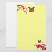 Papeterie GOLD BUTTERFLY, rouge rose jaune clair (Devant / Derrière)
