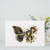 Papeterie Gold Flower Butterfly with Black Orchid (Debout devant)
