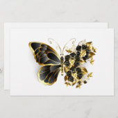Papeterie Gold Flower Butterfly with Black Orchid (Devant / Derrière)