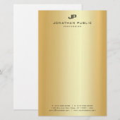 Papeterie Gold Look Moderne Élégant Monogramme Modèle (Devant / Derrière)