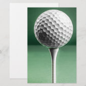 Papeterie Golf Ball on Tee (Devant / Derrière)