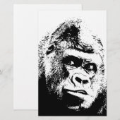 Papeterie Gorille d'art pop noir et blanc (Devant / Derrière)