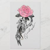 Papeterie Goth Squelette Main Avec Rose Rose Rose | Décès à  (Devant)
