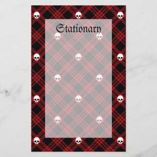 Papeterie Gothique Crâne Tartan Plaid (Devant)