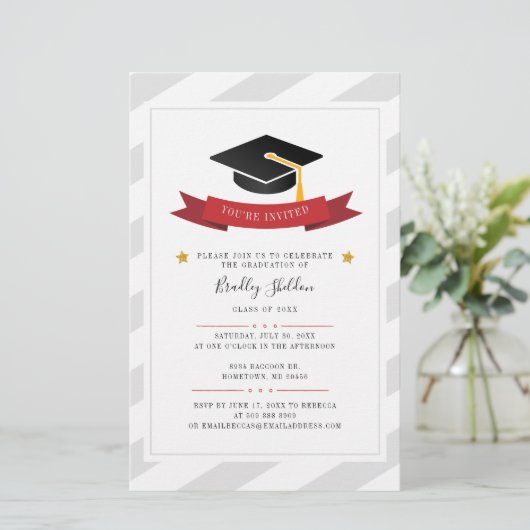 Papeterie Grad 2022 Graduation Party Modern Invitation Card (Debout devant)