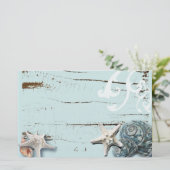 Papeterie Grange côtière bois aqua bleu étoile coquillages (Debout devant)