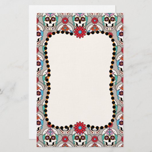 Papeterie Graphique des crânes de sucre (Devant / Derrière)