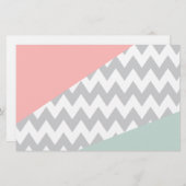 Papeterie Gray Chevron Mint et Coral (Devant / Derrière)