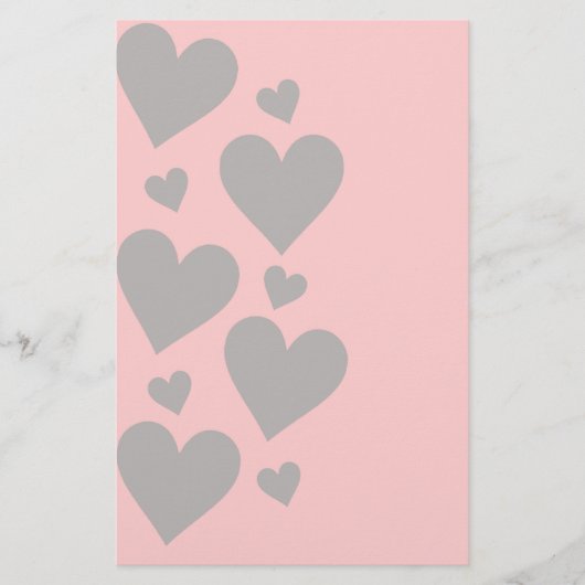 Papeterie Gray hearts on a rose background (Devant)