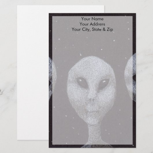 Papeterie Gris Alien (Devant / Derrière)