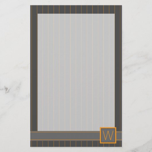 Papeterie Gris avec papier à rayures orange (Devant)