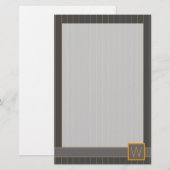 Papeterie Gris avec papier à rayures orange (Devant / Derrière)