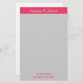 Papeterie gris rose simple (Devant / Derrière)