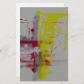 Papeterie Gris Rouge Jaune Expressionniste Abstrait (Devant / Derrière)