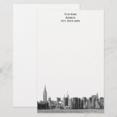 Papeterie Grise Noire Skyline Etch 01 NYC (Devant / Derrière)