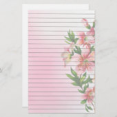 Papeterie Groupe vertical de fleurs roses rayées (Devant / Derrière)