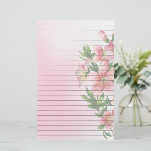Papeterie Groupe vertical de fleurs roses rayées (Debout devant)