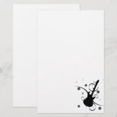 Papeterie Guitare Avec Notes Musicales (Devant / Derrière)