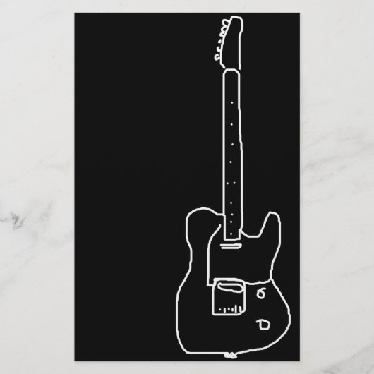 Papeterie guitare noire et blanche (Devant)