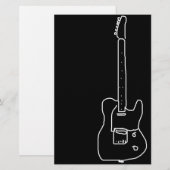 Papeterie guitare noire et blanche (Devant / Derrière)