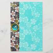 PAPETERIE HAIKU/BLACK WHITE SPRING FLEURS BLEU GEM MONOGRAM (Devant)