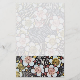 PAPETERIE HAIKU/ FLEURS DE PRINTEMPS JAUNE ROSE BLANC NOIR