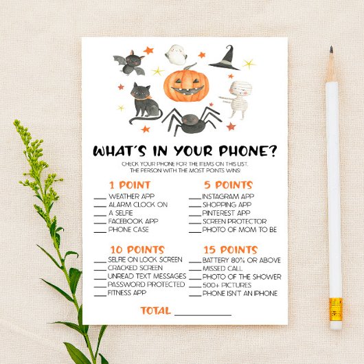 Papeterie Halloween ce qui est dans votre jeu de Baby shower
