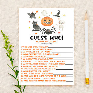 Papeterie Halloween Citrouille Devine Qui ! Jeu baby shower