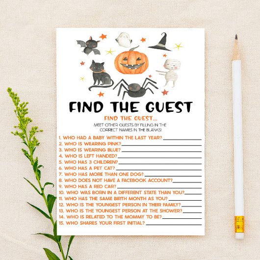 Papeterie Halloween Citrouille Trouver Le Baby shower Invité