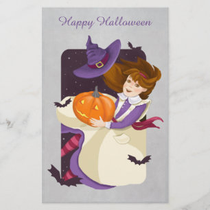 Papeterie Halloween mignonne sorcière avec Citrouille