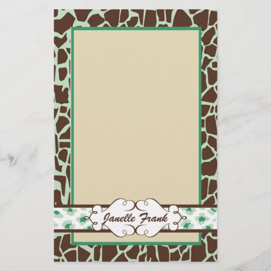 Papeterie Hanche et poster de animal chic : Vert (Devant)
