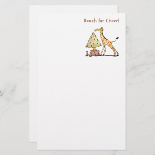 Papeterie Hand-Drawn Giraffe Christmas Tree Art (Devant / Derrière)